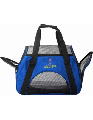 Blue - Zampa Airline Approved Soft Sided Pet Carrier - 15" x 17" x 7"