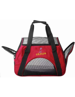Red - Zampa Airline Approved Soft Sided Pet Carrier - 15" x 17" x 7"