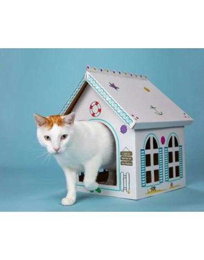 Breezy Beach Cottage Cardboard Cat Playhouse (Pack of 5)
