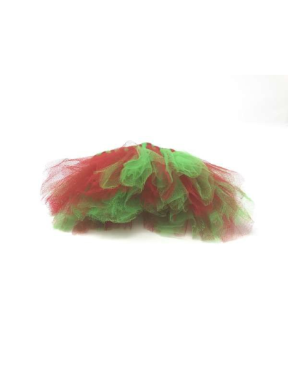 Red/Green - Red and Green Christmas Dog Tutu Skirt (Small) - Small