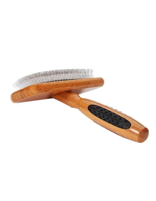 Dark Bamboo1 - Bass Brushes- De-matting Pet Brush Slicker Style - Medium