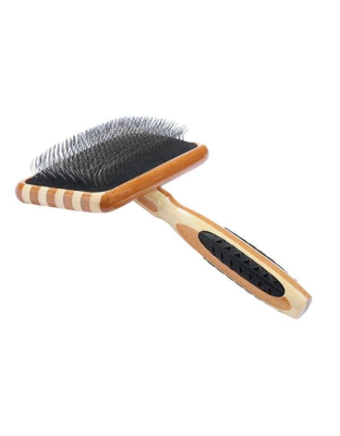 Striped Bamboo - Bass Brushes- De-matting Pet Brush Slicker Style - Large