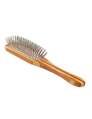 Striped Bamboo1 - Bass Brushes- Style & Detangle Pet Brush - Medium
