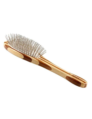 Striped Bamboo - Bass Brushes- Style & Detangle Pet Brush - Medium