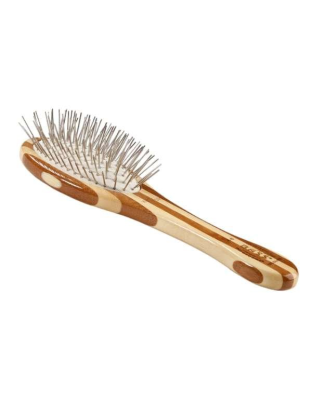 Striped Bamboo - Bass Brushes- Style & Detangle Pet Brush - Small