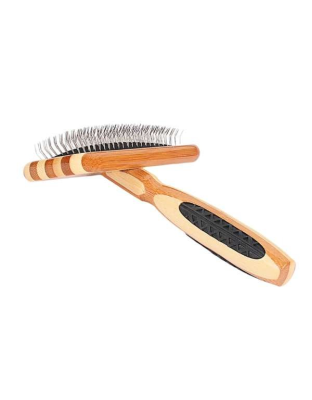 Striped Bamboo - Bass Brushes- De-matting Pet Brush Slicker Style - Medium