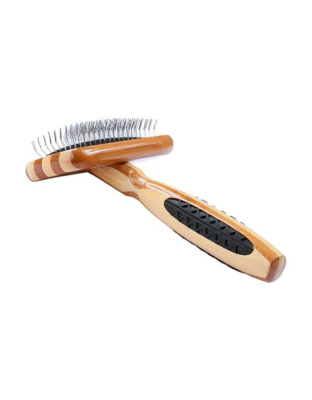Striped Bamboo - Bass Brushes- De-matting Pet Brush Slicker Style - Small