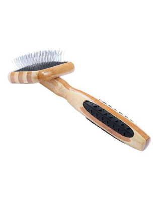Striped Bamboo - Bass Brushes- De-matting Pet Brush Slicker Style - Extra Small