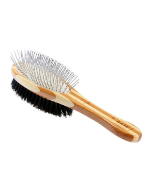 Striped Bamboo - Bass Brushes- Dual Sided Pet Brush Oval Style - Full