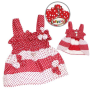 Red/White - Red & White Polka Dots Sundress with Contrasting Flowers - XS