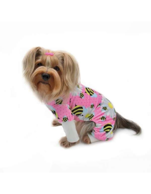 Pink - Ultra Soft Plush Minky Bumblebee & Flower Pajamas - Small