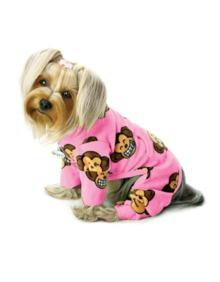 Pink - Silly Monkey Fleece Turtleneck Pajamas  - Large