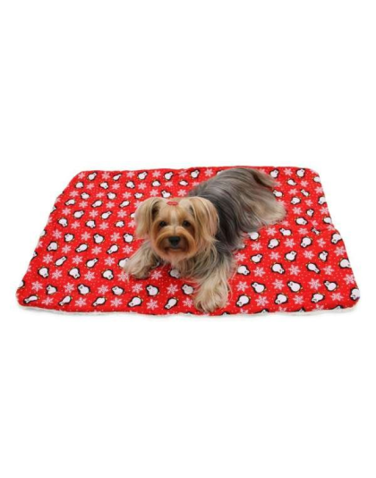Red - Penguins & Snowflakes Flannel/Ultra-Plush Blanket - One Size