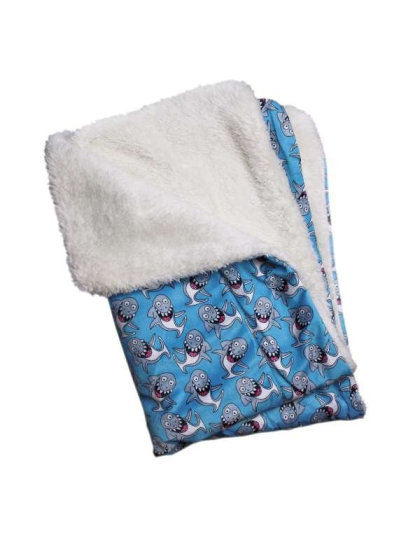 Blue - Ultra Soft Minky/Plush Silly Sharks Blanket - One Size