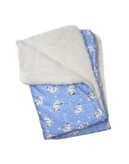 Light Blue - Snowman & Snowflakes Flannel/Ultra-Plush Blanket - One Size