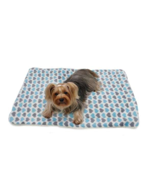 Blue - Blue & Gray Hearts Fleece/Plush Blanket - One Size