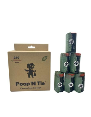 Green - Poop 'N Tie Refill Box - 16 Rolls Of Drawstring Bags
