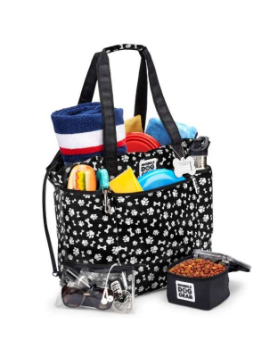 Black with White Paw Print - Mobile Dog Gear Dogssentials Tote Bag