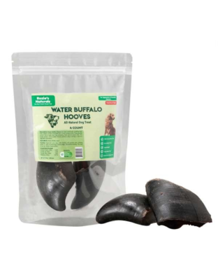 Black - WATER BUFFALO HOOVES-100% Natural, High Protein, Long-Lasting, Grain-Free, Gluten-Free, Dog Dental Treat & Chews, 4 COUNT-10 oz - Large