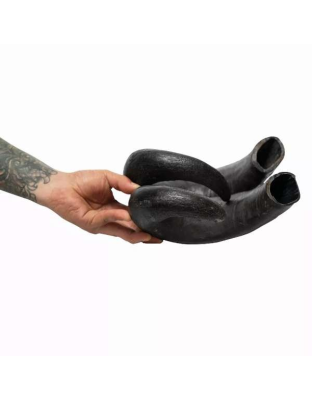 Black - WATER BUFFALO HORN-100% Natural, Long-Lasting, Grain-Free, Gluten-Free, Dog Dental Treats & Chews-2 COUNT-15 oz - Large