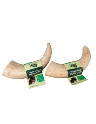 Cream - WATER BUFFALO HORN CORE-Horn Inner Part-100% Natural, High Protein, Long-Lasting, Grain-Free, Gluten-Free, Low-Fat, Dog Dental Treats & Chews-2 COUNT-10 oz - Large
