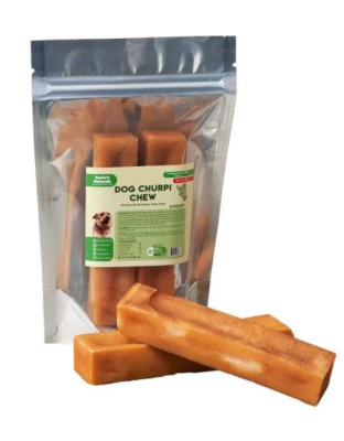 Yellow - DOG CHURPI CHEW- 100% Natural, Himalayan Yak Cheese Churpi Dog Treat & Chews, Grain-Free, Gluten-Free, Dental Chews, 2 COUNT-5.5 oz - Medium