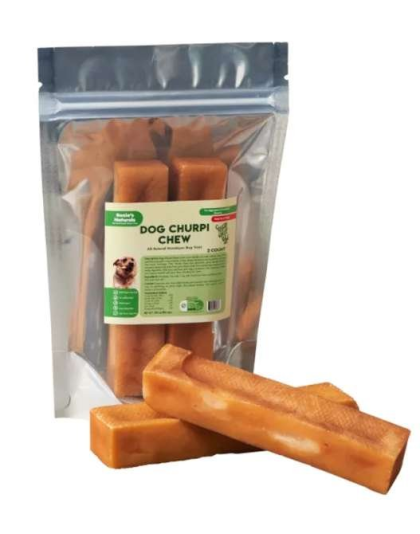 Yellow - DOG CHURPI CHEW- 100% Natural, Himalayan Yak Cheese Churpi Dog Treat & Chews, Grain-Free, Gluten-Free, Dental Chews, 2 COUNT-5.5 oz - Medium