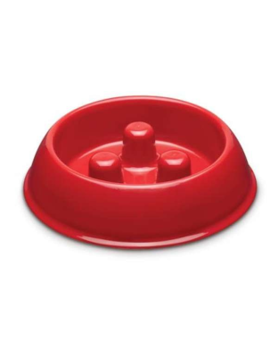 Red - PS Plastic Slow Feeder Bowl 12oz  - 12oz