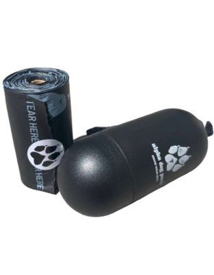 Black - Pill Dispenser with Plant-Based Compostable Poop Bag Roll