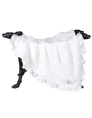 White - Ruffle Baby Dog Blanket - Small