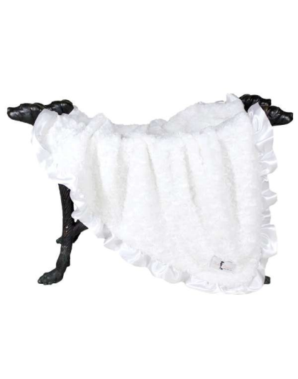 White - Ruffle Baby Dog Blanket - Small