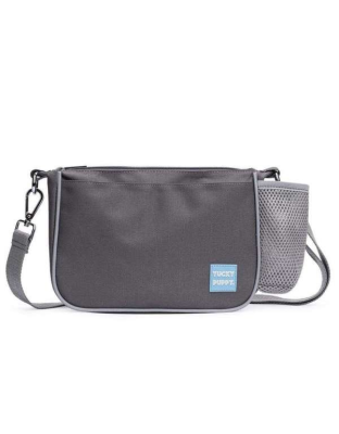 Black/Gray - Black + Gray Yucky Puppy crossbody dog walking bag - 9x6.5