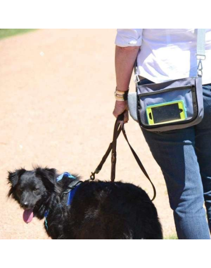 Black/Gray - Black + Gray Yucky Puppy crossbody dog walking bag - 9x6.5