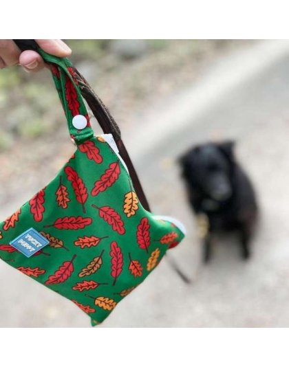 Green/Red/Orange - Fall Leaves Dog Poop Bag Holders, Extra Large Size - 6.75x9.25
