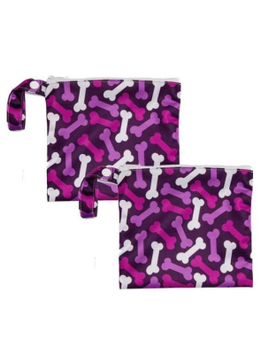 Pink/Purple - Pink-Purple Bone Yucky Puppy Dog Poop Bag Holders- Standard Size - 6.75x6.25