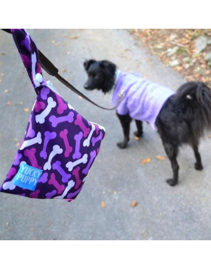 Pink/Purple - Pink-Purple Bone Yucky Puppy Dog Poop Bag Holders- Standard Size - 6.75x6.25