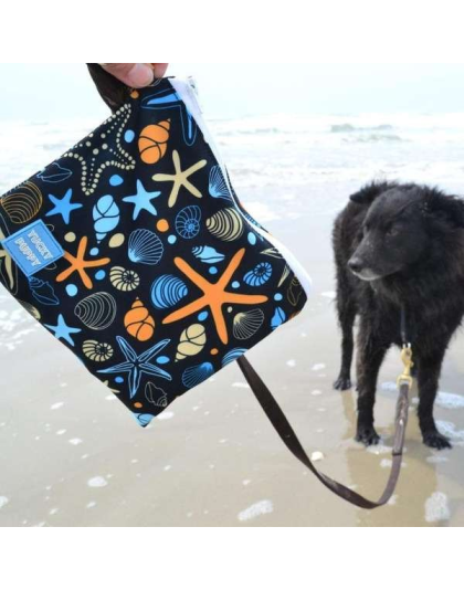 Black/Blue/Orange - Starfish Yucky Puppy Poop Bag Holders - 6.75x6.25
