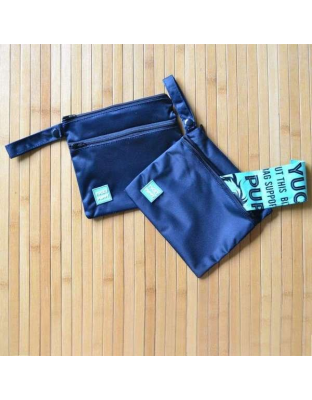 Black - Two Pocket Yucky Puppy Poop Bag Holders, Standard Size - 7x6.25