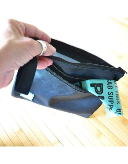 Black - Two Pocket Yucky Puppy Poop Bag Holders, Standard Size - 7x6.25