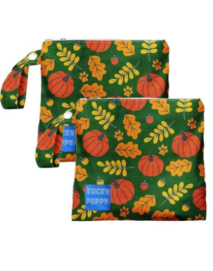 Green/Orange/Yellow - Yucky Puppy Autumn Dog Poop Bag Holders - 7x6.25