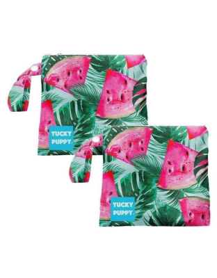 Pink/Green - Watermelon Yucky Puppy Dog Poop Bag Holders - 6.75x6.25