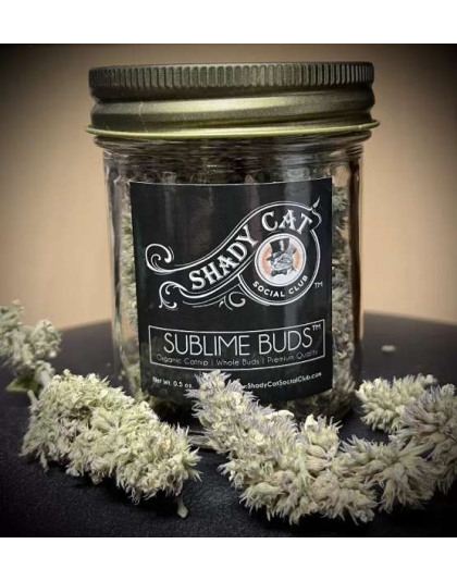 clear glass jar w/antique gold metal lid - Premium Organic Sublime Buds - 0.5oz