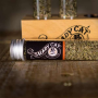 natural wood holder, clear glass tubes, silver metal tin - Shady Cat's Superb Sampler Set
