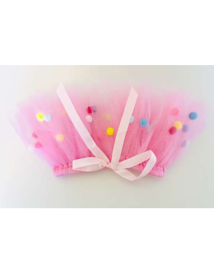 Pink - Pink Pom Pom Dog Tutu Skirt (XXL) - XXL