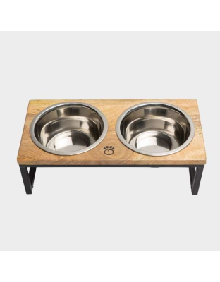 Natural - GF Pet Wood & Metal Elevated Feeder   - Small