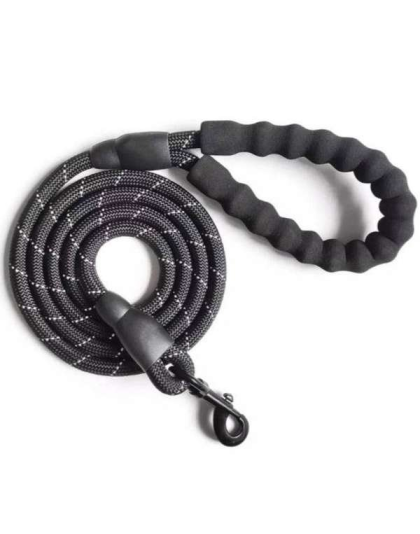 Black - 5FT Rope Leash with Comfort Handle