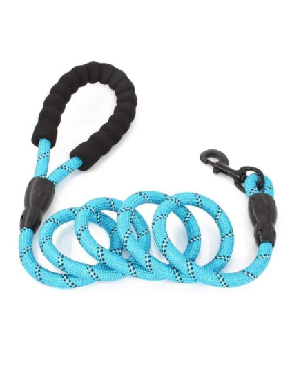 Blue - 5FT Rope Leash with Comfort Handle