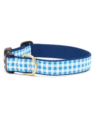 Blue Gingham - Blue Gingham Collar or Leash - Small Narrow