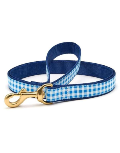 Blue Gingham - Blue Gingham Collar or Leash - Small Wide