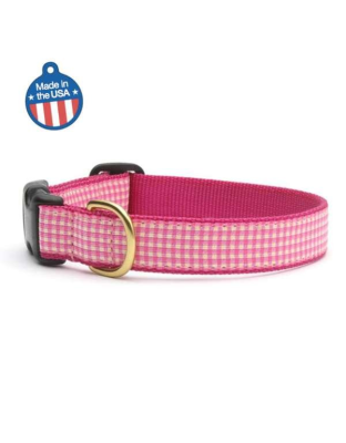 Pink Gingham - Pink Gingham Collar or Leash - Large